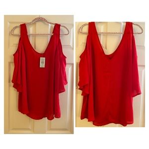 NWT 2X Torrid Red Cold-shouldered Blouse